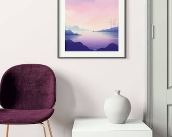 Tranquil Dawn Poster | Wall Art | Printable Decor | Illustration | Digital Download