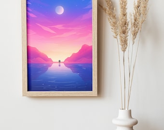 Lunar Reflections | Wall Art | Printable Decor | Illustration | Digital Download