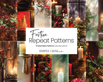 Festive Season Celebration | Repeatable Pattern Set | Holiday Digital Designs | Design Pack | Instant Download