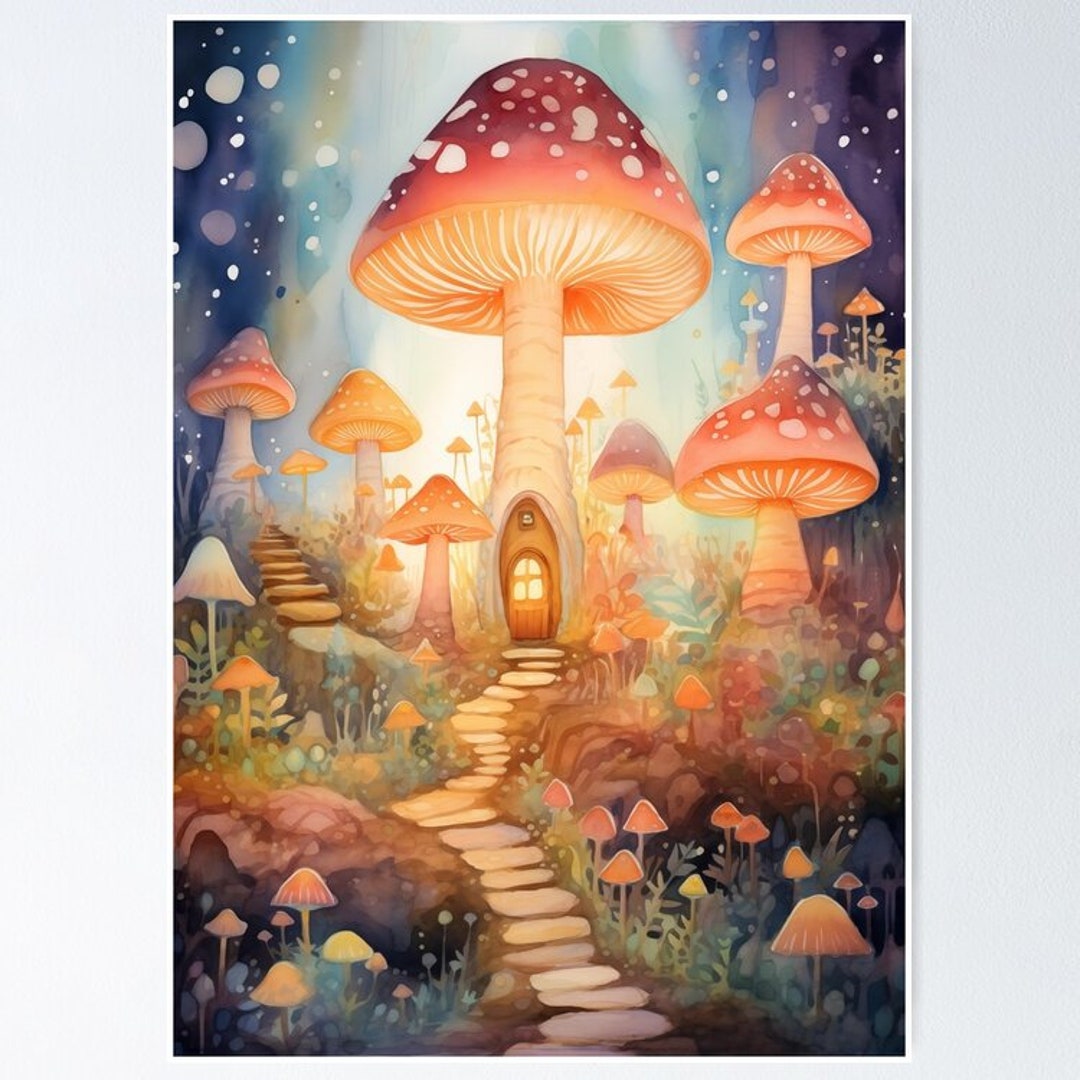Mystic Fungi Abode | Enchanted Mushroom Art | Fairy Tale Forest Print ...