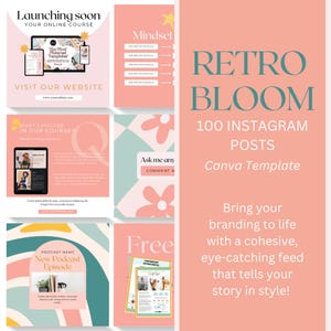 Retro Bloom Colorful Instagram Post Canva Template | Retro Instagram Template | Canva Instagram Template Retro