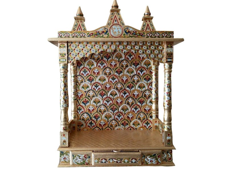 Golden Minakari Puja Pooja Mandir Hindu Jain Temple Akshar Etsy