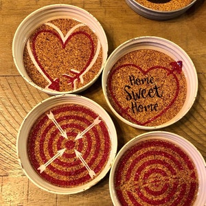4 Pack Rustic Cork Coasters in a Mason Jar Lid, Custom Made Mason Jar Lid Coasters, Cork Coasters, Mason Jar Lid Coasters, Hand Made
