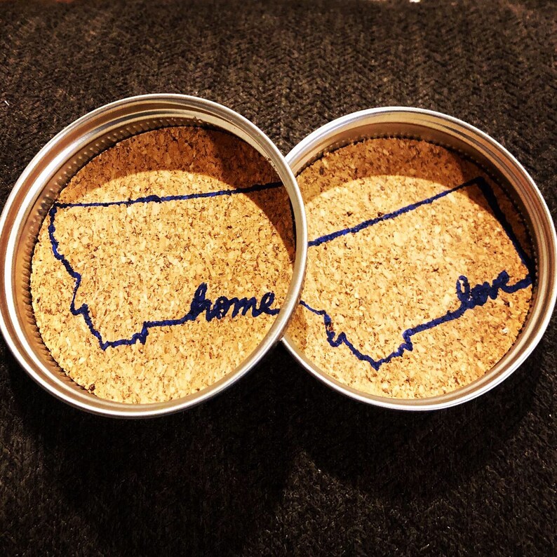 4 Pack Rustic Cork Coasters in a Mason Jar Lid Custom Made Etsy