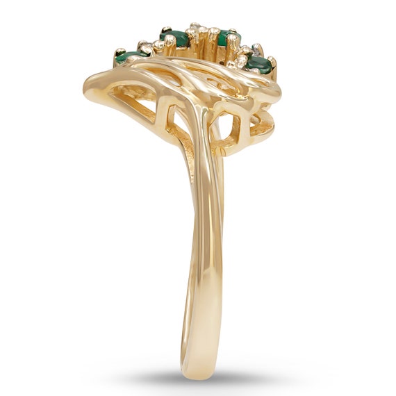 14K Yellow Gold Heart-Shaped Emerald Ring - image 3