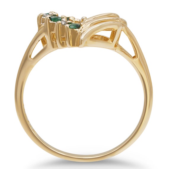 14K Yellow Gold Heart-Shaped Emerald Ring - image 4