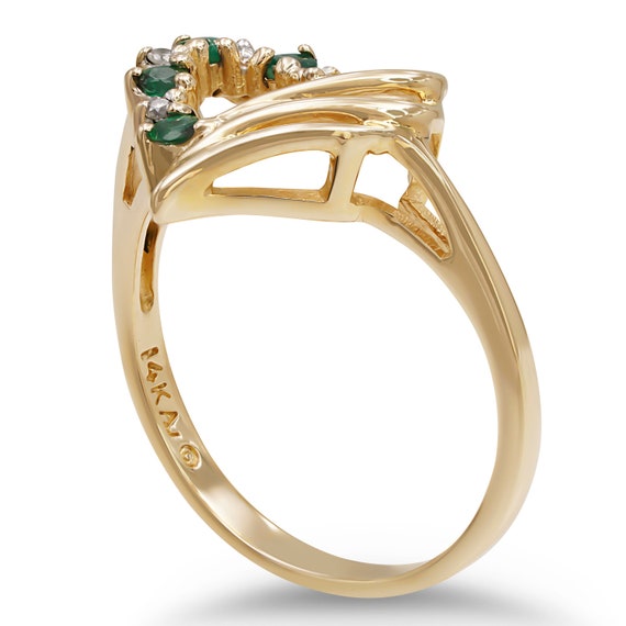 14K Yellow Gold Heart-Shaped Emerald Ring - image 2