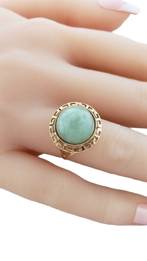 Cabochon Jade 14K Yellow Gold Women's Ring