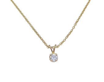 Natural Diamond solitaire pendant with chain made in solid 14-karat yellow gold