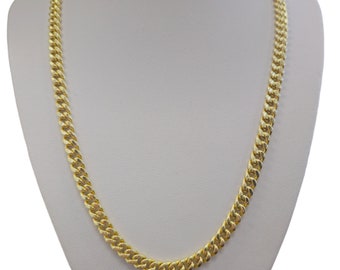 Semi-solid Cuban link style necklace made in 14-karat yellow gold