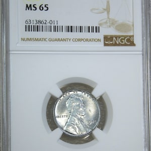 1943 P NGC Certified and Graded MS65 World War II Lincoln Steel Cent Bright Luster, Recently Graded coin. #Z23Z
