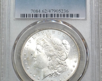 1879 P モルガン シルバー ダラー PCGS 認定、グレード MS62 フロスティ ホワイト ラスター プレミアム品質の美しいコイン。グレードアップ済み。#Z352H