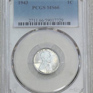 1943 P PCGS Certified + Graded MS66 World War II Lincoln Steel Cent Bright Luster Recently Graded Premium Quality Beautiful coin #Z556Z