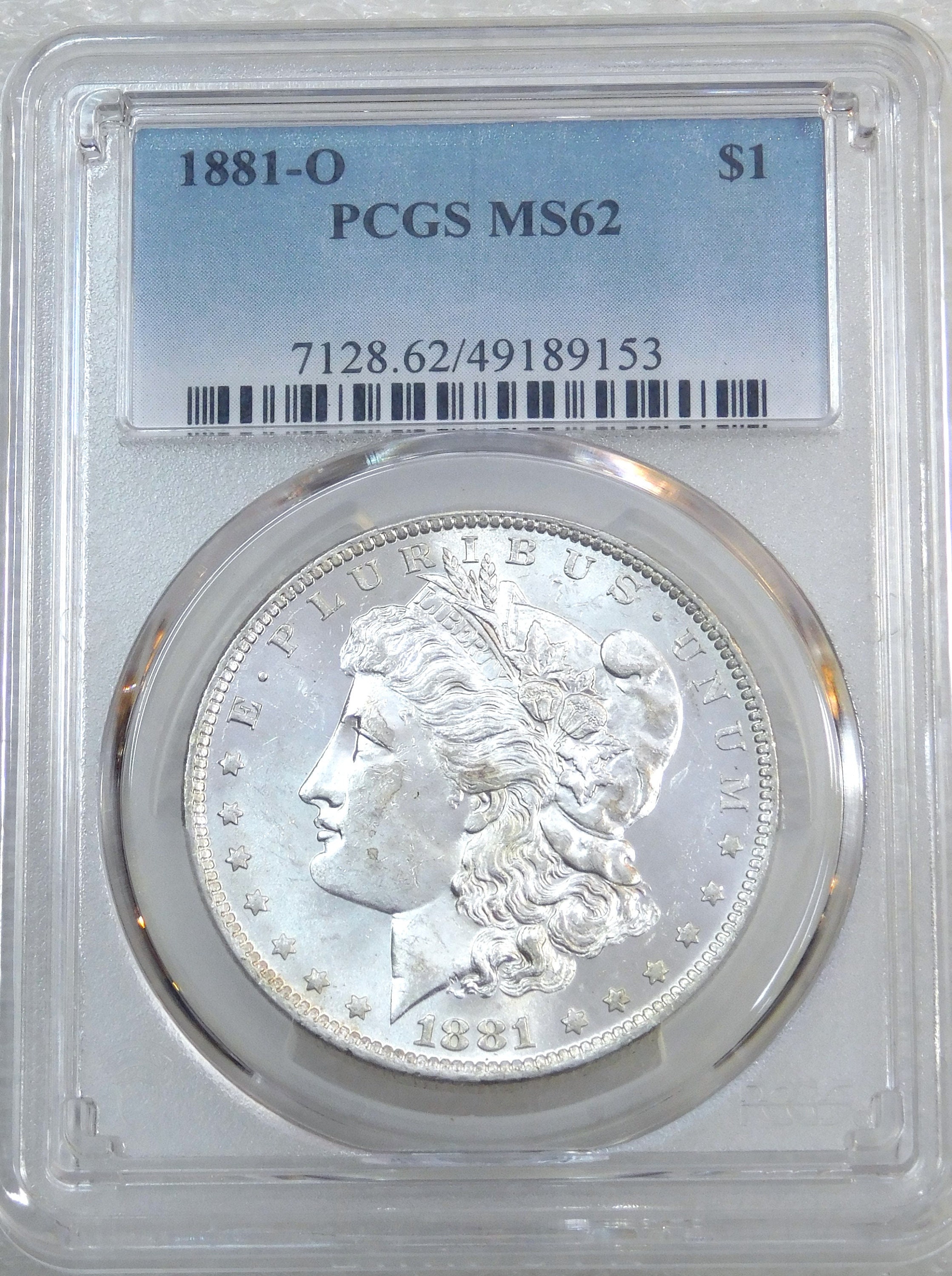 1881-O モルガン シルバー ダラー PCGS 認定グレード MS62 美しいホワイト フロスティ ラスター、プレミアム品質コイン、グレード付けされたばかりの新しいホルダー #Z261P