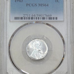 1943 P PCGS Certified + Graded MS64 World War II Lincoln Steel Cent Very Bright Luster Recently Graded Premium Quality Beautiful coin #Z560W