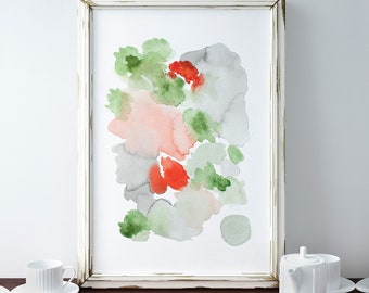 Rose Flower Print, Green Abstract Painting, Green Rose Art, Rose Landscape Art, Contemporary Artwork, Abstract Calming Art, Framed Print