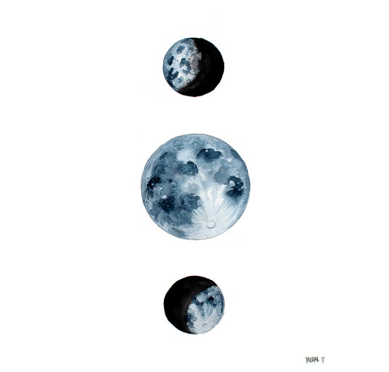 Moon Phases Original Full Moon Painting Blue Moon Artwork ...