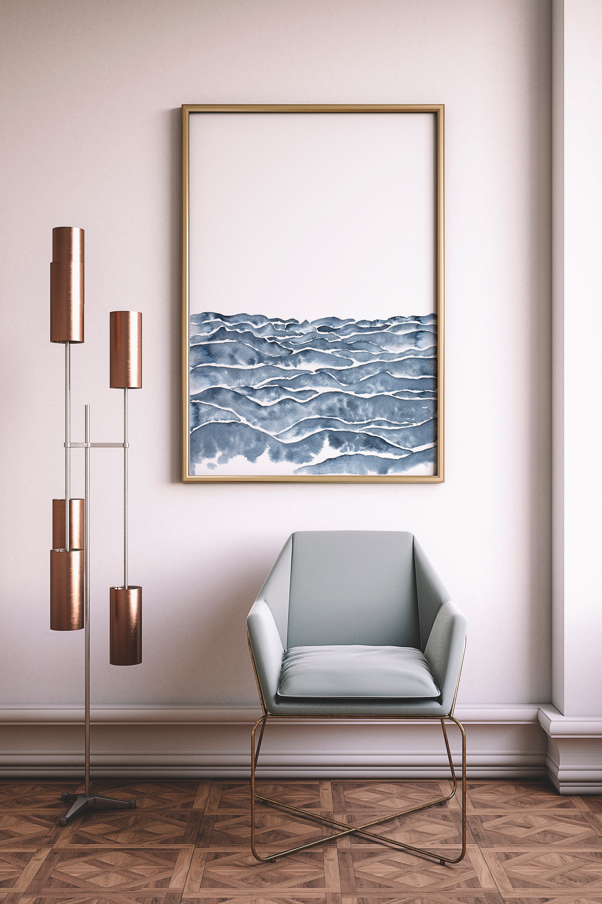 Sea Sand Painting Abstract Ocean Art Beach Decor Print Blue Etsy