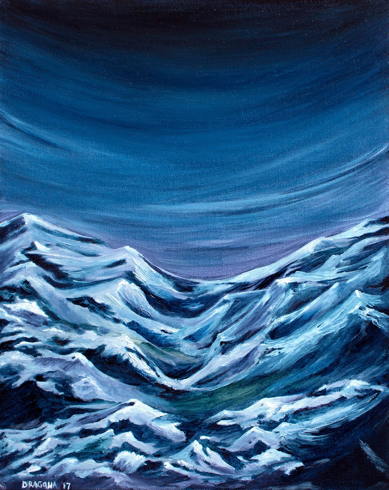 Mountains Abstract Print Blue Oil Painting Abstract Etsy