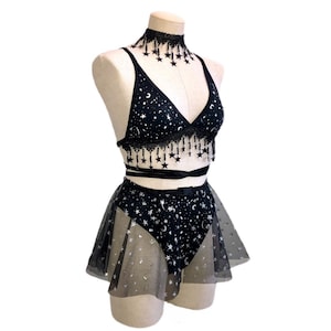 Celestial cutie | triangle top | highwaisted bottoms | mesh skirt | festival rave women clothing | SOLD SEPARATELY