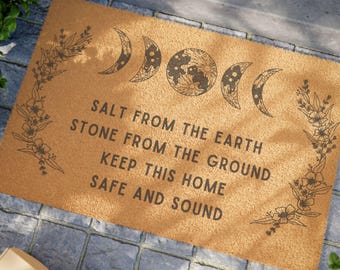 Witchy Coir Doormat: House Spell, Moon Phases (24" x 16")