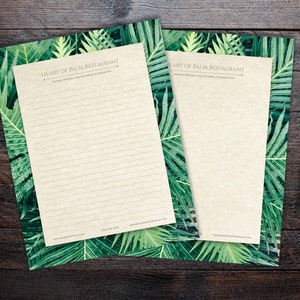 Palm Leaves - Printable custom Letterhead / Stationary / Journal Template for Google Slides, Powerpoint, or Keynote - Instant Download