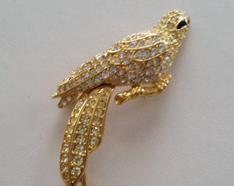 NOLAN MILLER Avalon Bird Of Paradise Brooch Diamanté Crystal Jewelry Present Bird Lover Gift Authentic Collectible Designer Jewelry Pin Gift