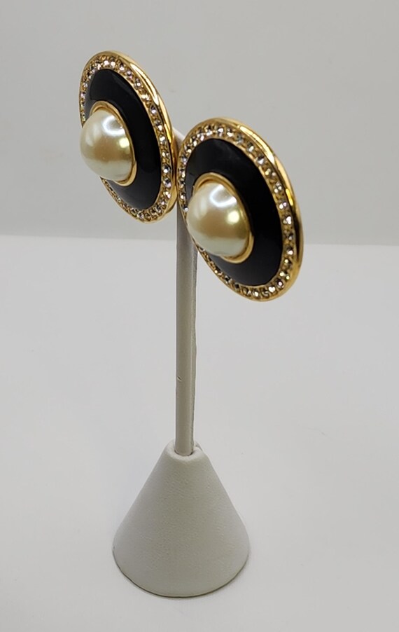 Striking Statement Earrings 1970's Large Black En… - image 6