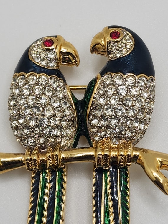 D'ORLAN Parrot Pair Brooch Stunning Vintage Jewel… - image 10