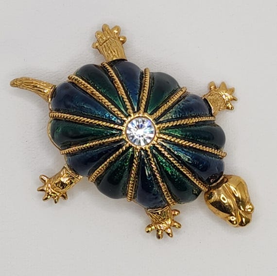 Superb HUTTON WILKINSON Articulated Turtle Brooch… - image 1