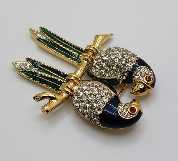 D'ORLAN Parrot Pair Brooch Stunning Vintage Jewel… - image 4