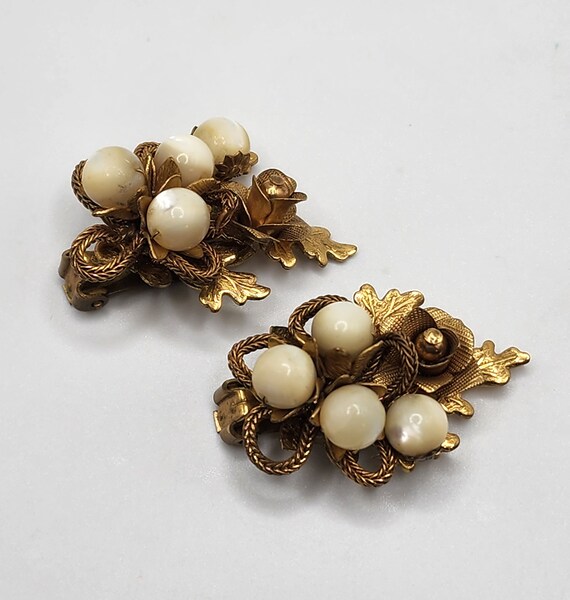 Incredible KRAMER Floral Earrings Golden Roses Mo… - image 5