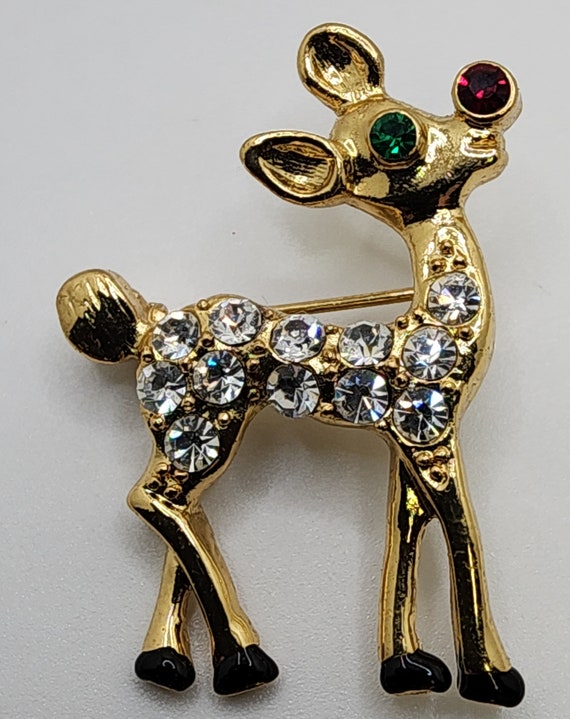 Close. Pin Rudolph EISENBERG ICE Rudolph The Red Nose Reindeer Pin Gift … - Gem