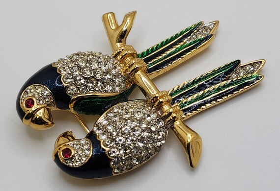 D'ORLAN Parrot Pair Brooch Stunning Vintage Jewel… - image 5