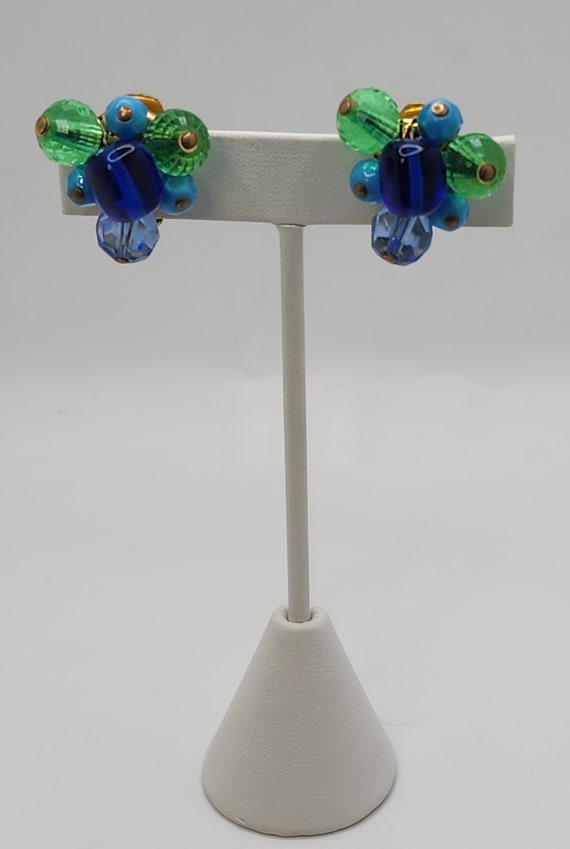 HATTIE CARNEGIE Earrings Blue Green Beaded Gorgeo… - image 7