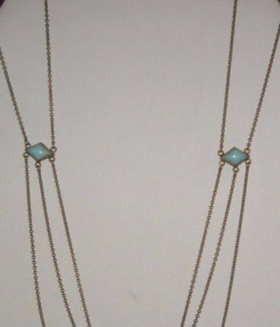 ANTIQUE FESTOON NECKLACE Turquoise Glass Antique … - image 5