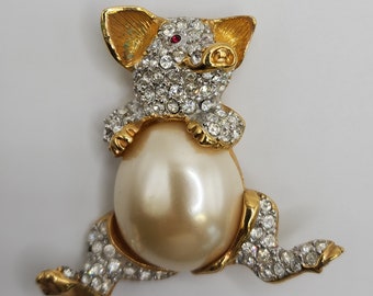 KENNETH J LANE Brooch A Perfectly Pearly Piggy Pin Vintage Jewelry Lover Gift Authentic Collectible Designer KJL Figural Jewelry Present