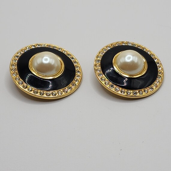 Striking Statement Earrings 1970's Large Black En… - image 3