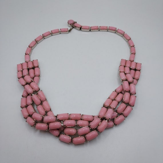 MID CENTURY 1950's PINK Beaded Collar Necklace Vin