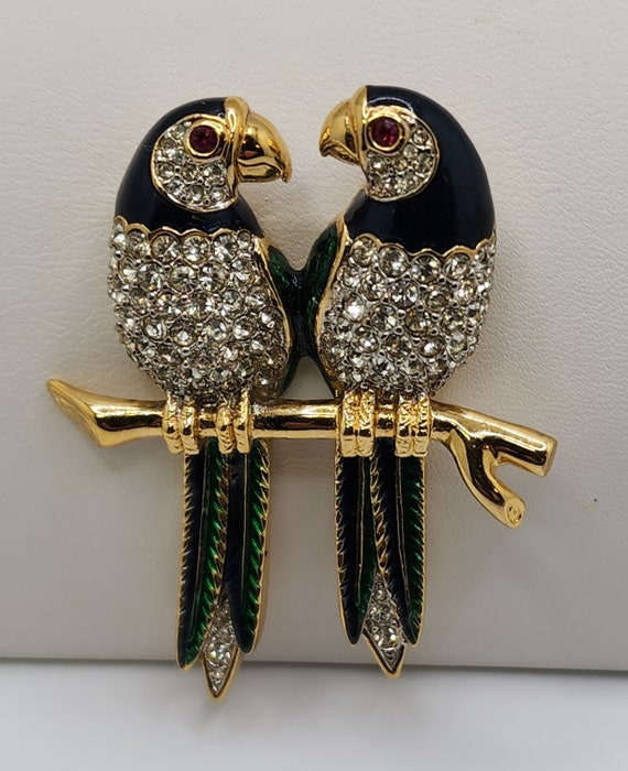 D'ORLAN Parrot Pair Brooch Stunning Vintage Jewel… - image 8