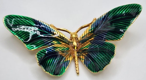 ERWIN  PEARL Butterfly Gorgeous Green And Blue Br… - image 3
