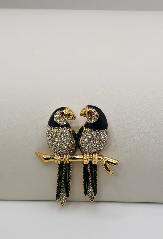 D'ORLAN Parrot Pair Brooch Stunning Vintage Jewel… - image 7