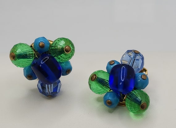 HATTIE CARNEGIE Earrings Blue Green Beaded Gorgeo… - image 10