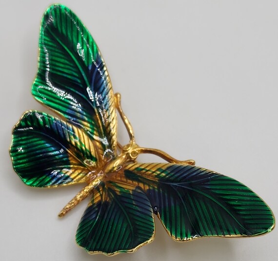 ERWIN  PEARL Butterfly Gorgeous Green And Blue Br… - image 2