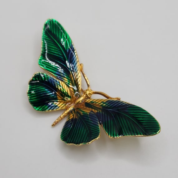 ERWIN  PEARL Butterfly Gorgeous Green And Blue Br… - image 1