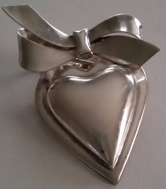 STERLING SILVER HEART Brooch Vintage Jewelry Love… - image 5
