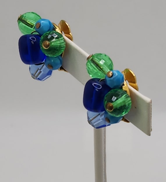 HATTIE CARNEGIE Earrings Blue Green Beaded Gorgeo… - image 9