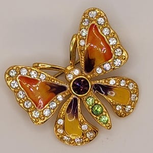 Beautiful Butterfly JOAN RIVERS Brooch Stunning Multi-Colored Enamel Crystal Rhinestone Pin Gift For Jewelry Lover Designer Vintage Present