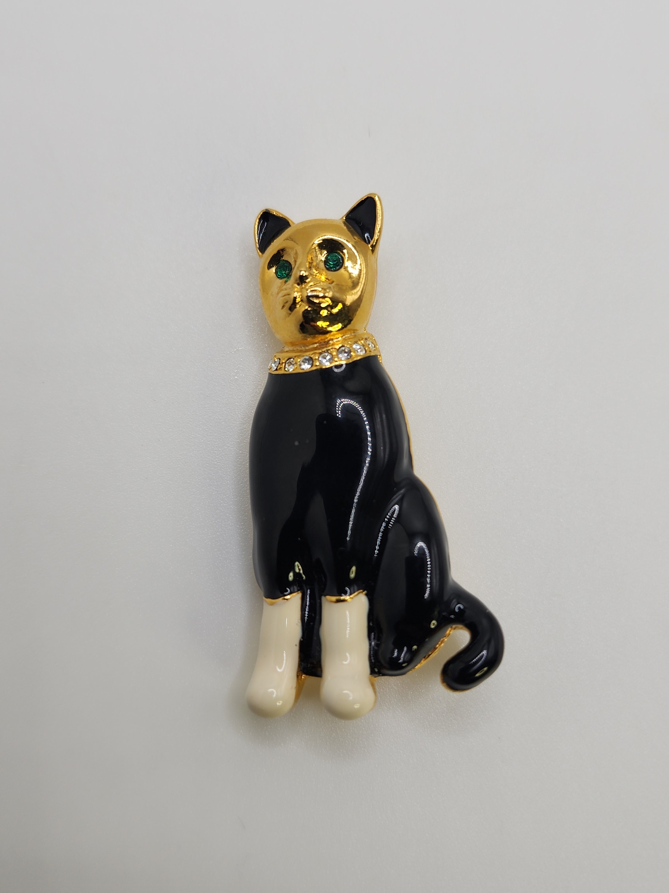 CAROLEE Cat Brooch Sweetest Black And White Socks Kitty Enamel Pin Cat Lover Gift Authentic Collectible Designer Vintage Jewelry Present