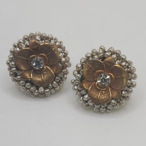 MIRIAM HASKELL Earrings Beautiful Diamanté Crystal And Glass Seed Pearl Floral Gift For Vintage Lover Collectible Designer Jewelry Present